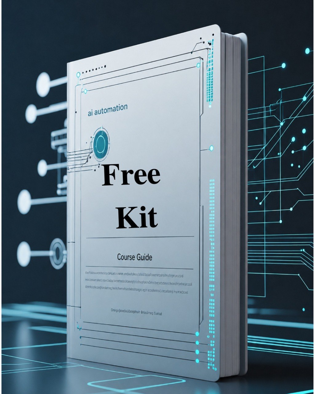 Book titled 'Free Kit' with 'ai automation' on a futuristic background