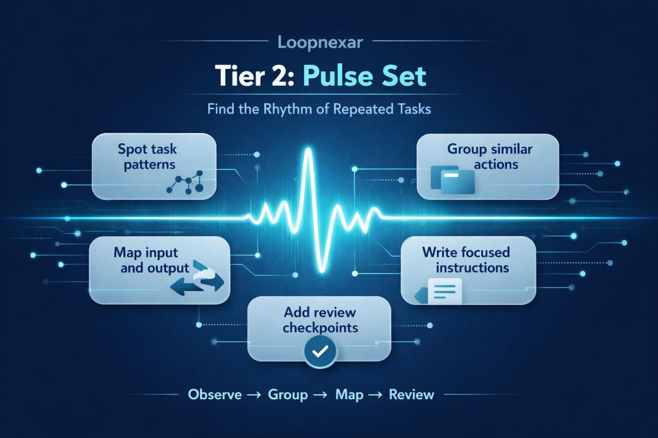 Diagram of Loopnexar's Tier 2 Pulse Set on a dark blue background