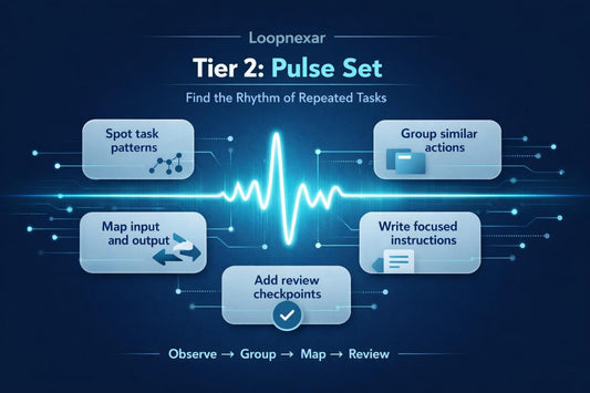 Diagram of Loopnexar's Tier 2 Pulse Set on a dark blue background