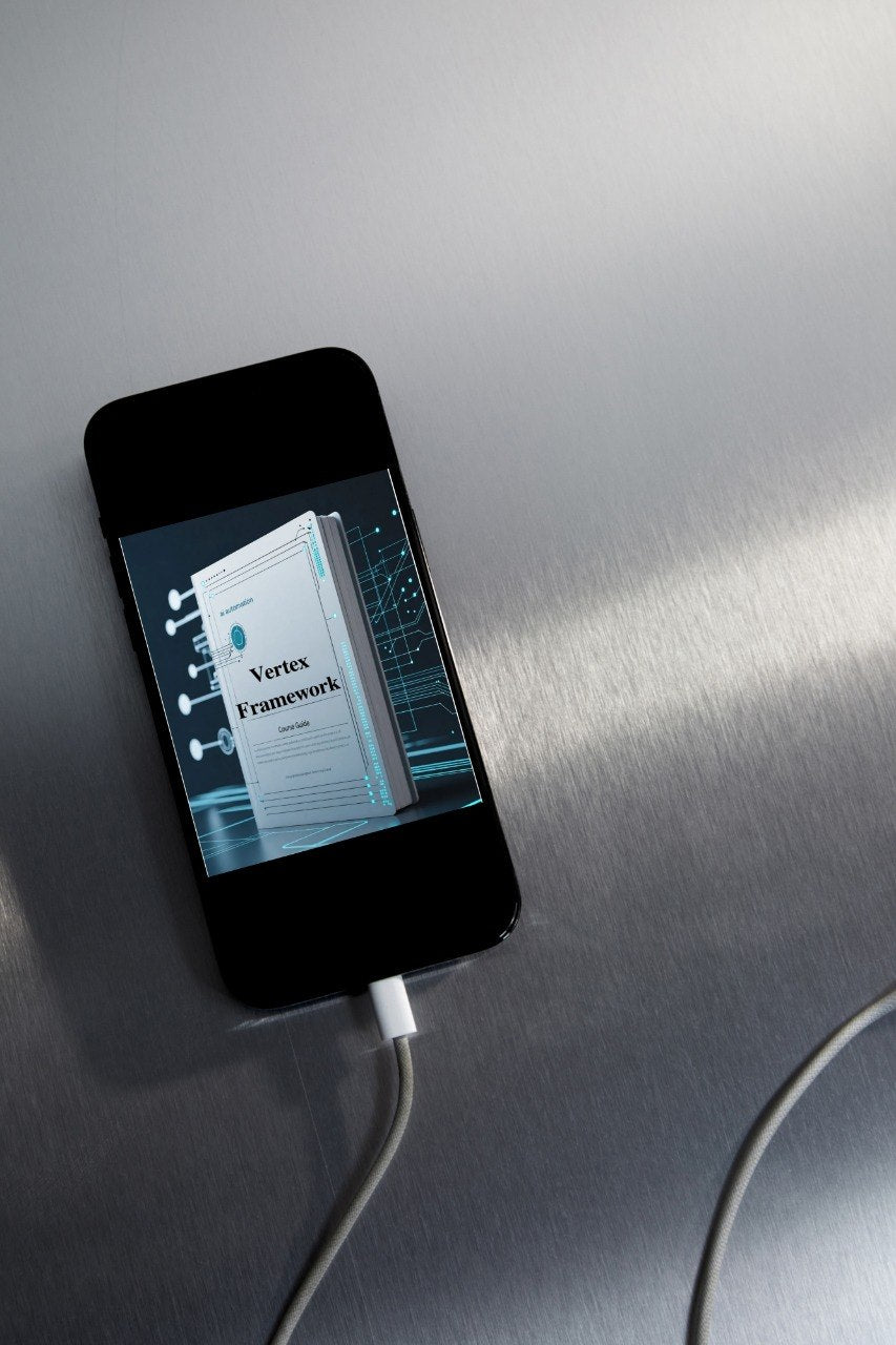 Phone displaying a digital book on a metallic surface