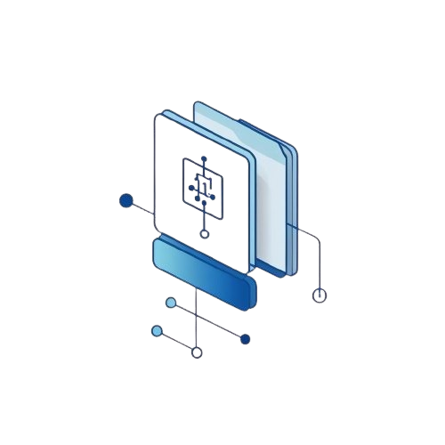 Technical diagram of a computer chip with connections on a white background
