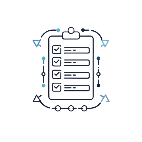 Icon of a clipboard with a checklist on a white background