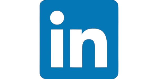 LinkedIn logo with blue square and white 'in' on a white background